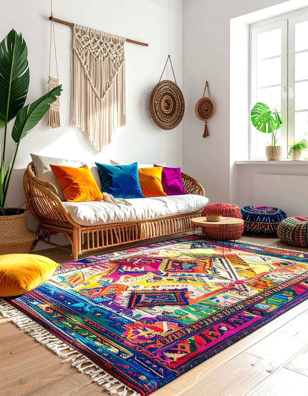 Bohemian rug living room - 30 living room rug ideas