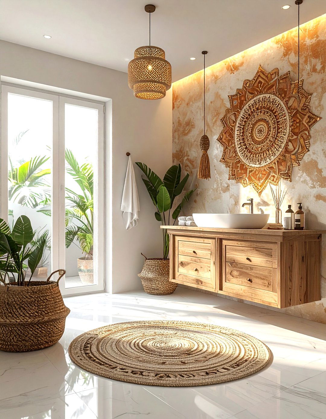 Bohemian style bathroom wallpaper - 30 powder room wallpaper ideas