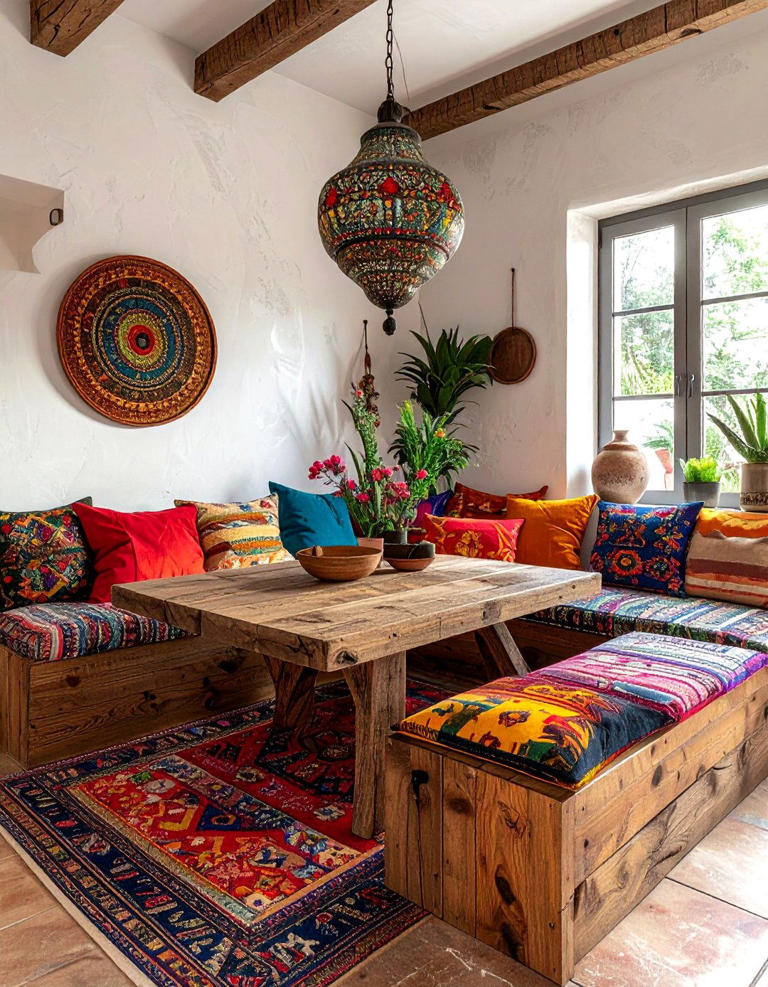 Bohemian u shaped dining area - 30 U-shaped banquette dining ideas