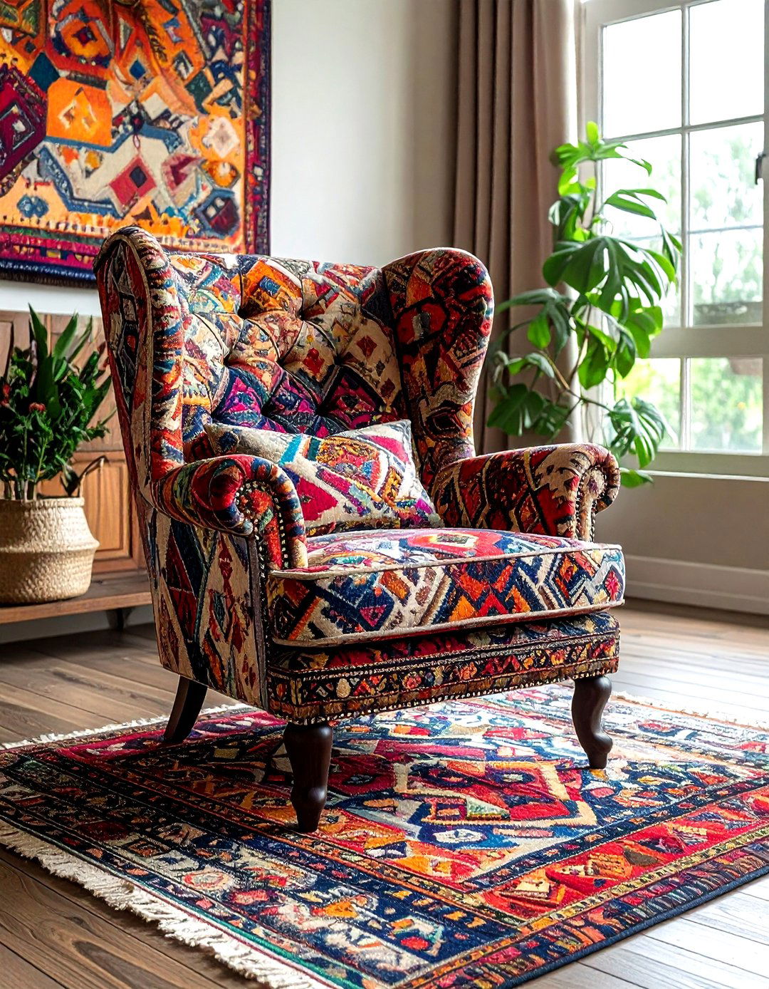 Bohemian wingback chair - 30 living room wingback chairs