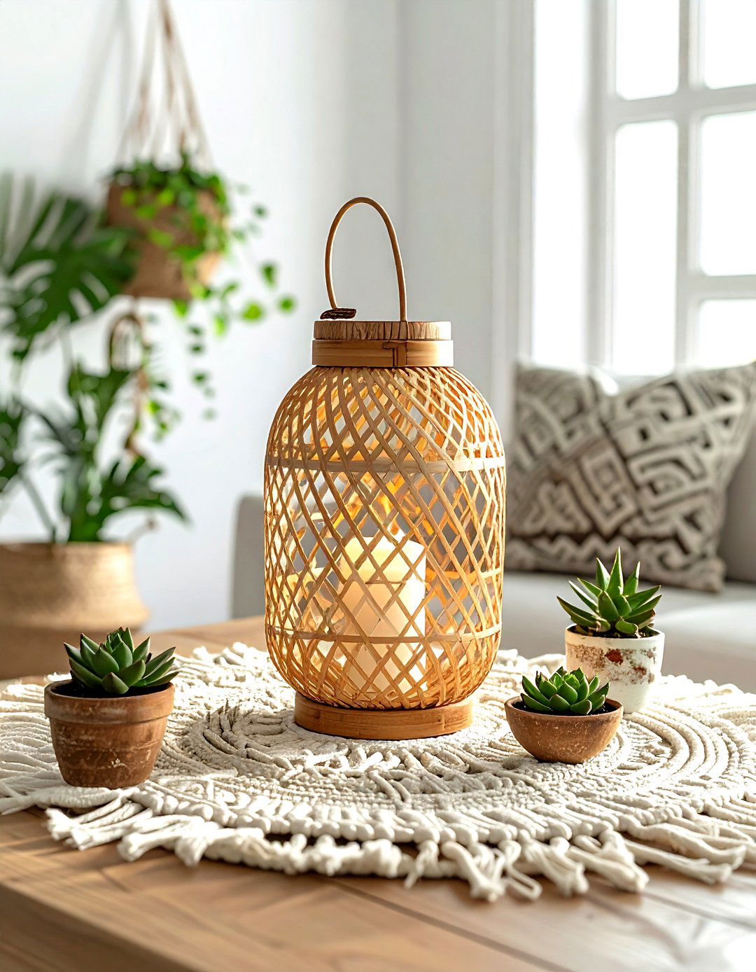 Boho Bamboo Lantern Decor - 30 lantern centerpiece dining ideas