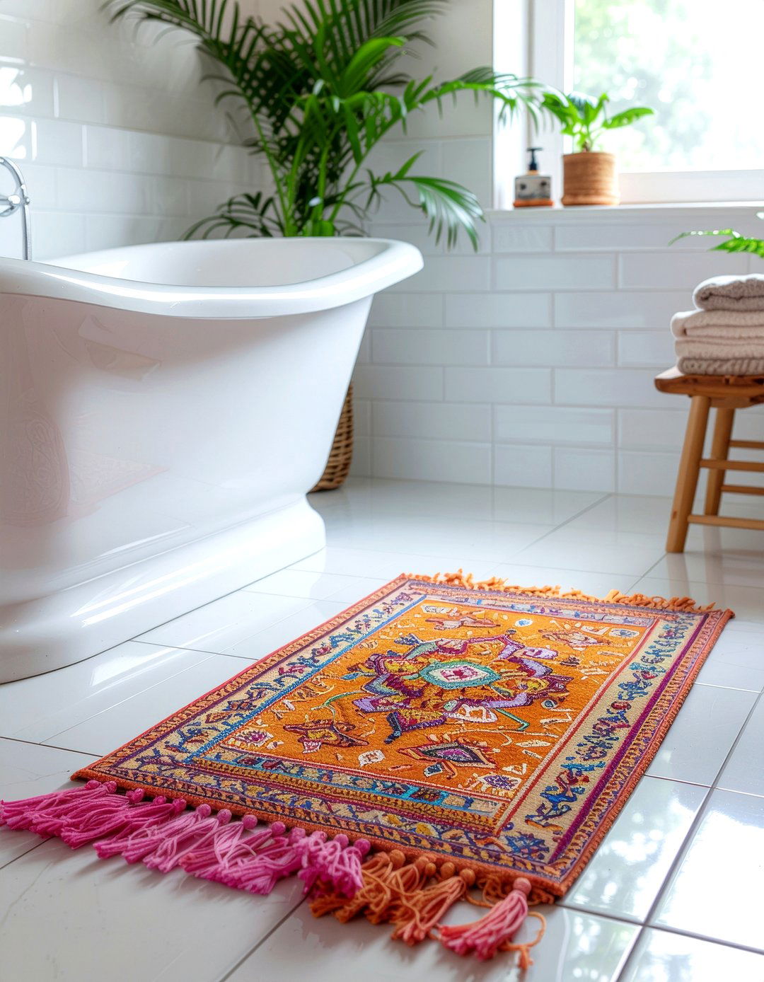 Boho Bathroom Mat - 30 bathroom rug ideas