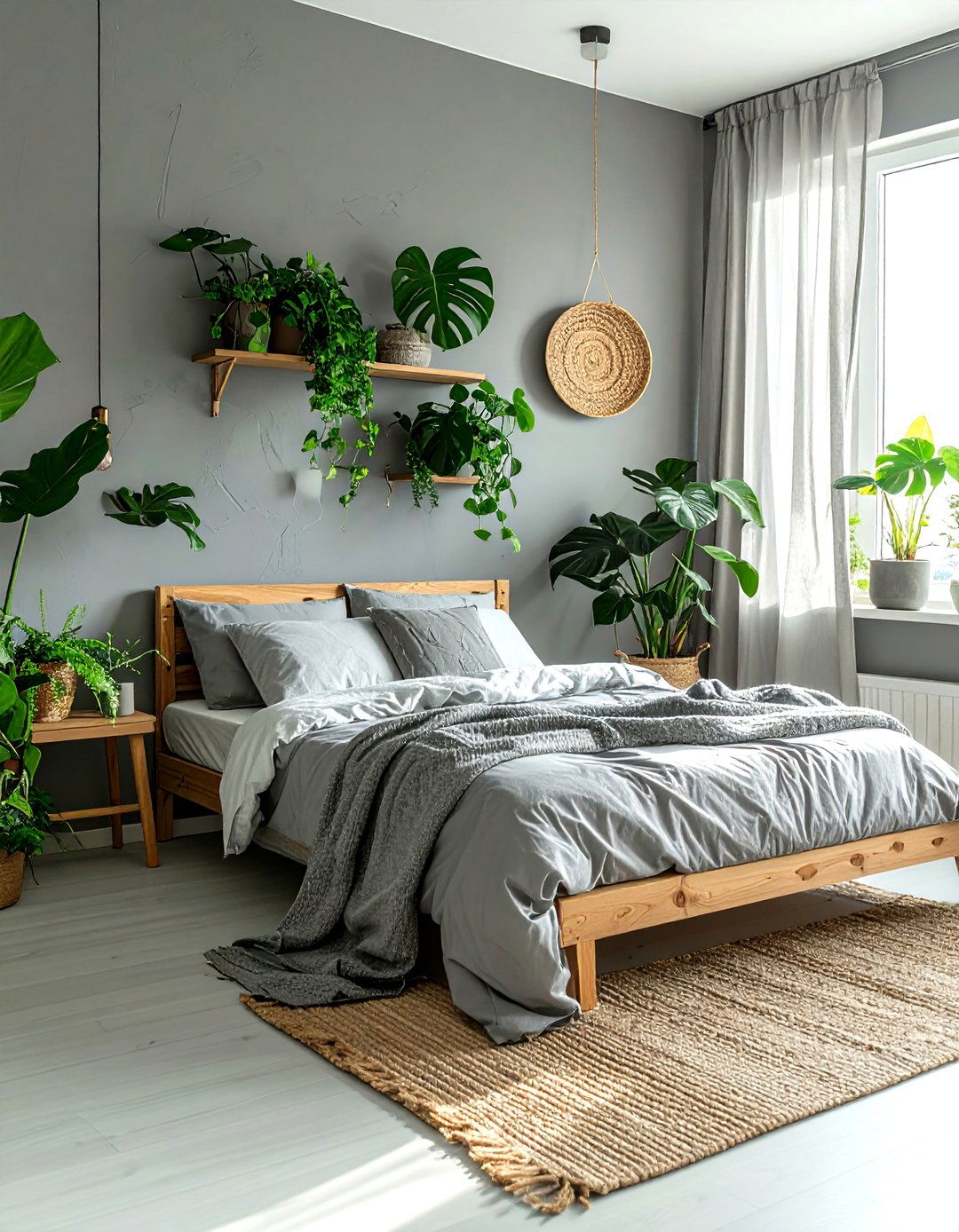 Boho Bedroom Gray Walls And Plants - 30 bohemian gray bedroom ideas