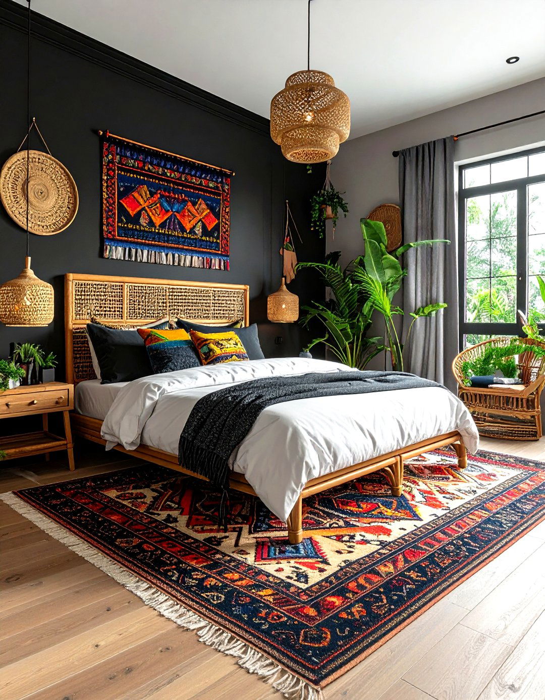 Boho Black Bedroom - 30 dark black bedroom ideas