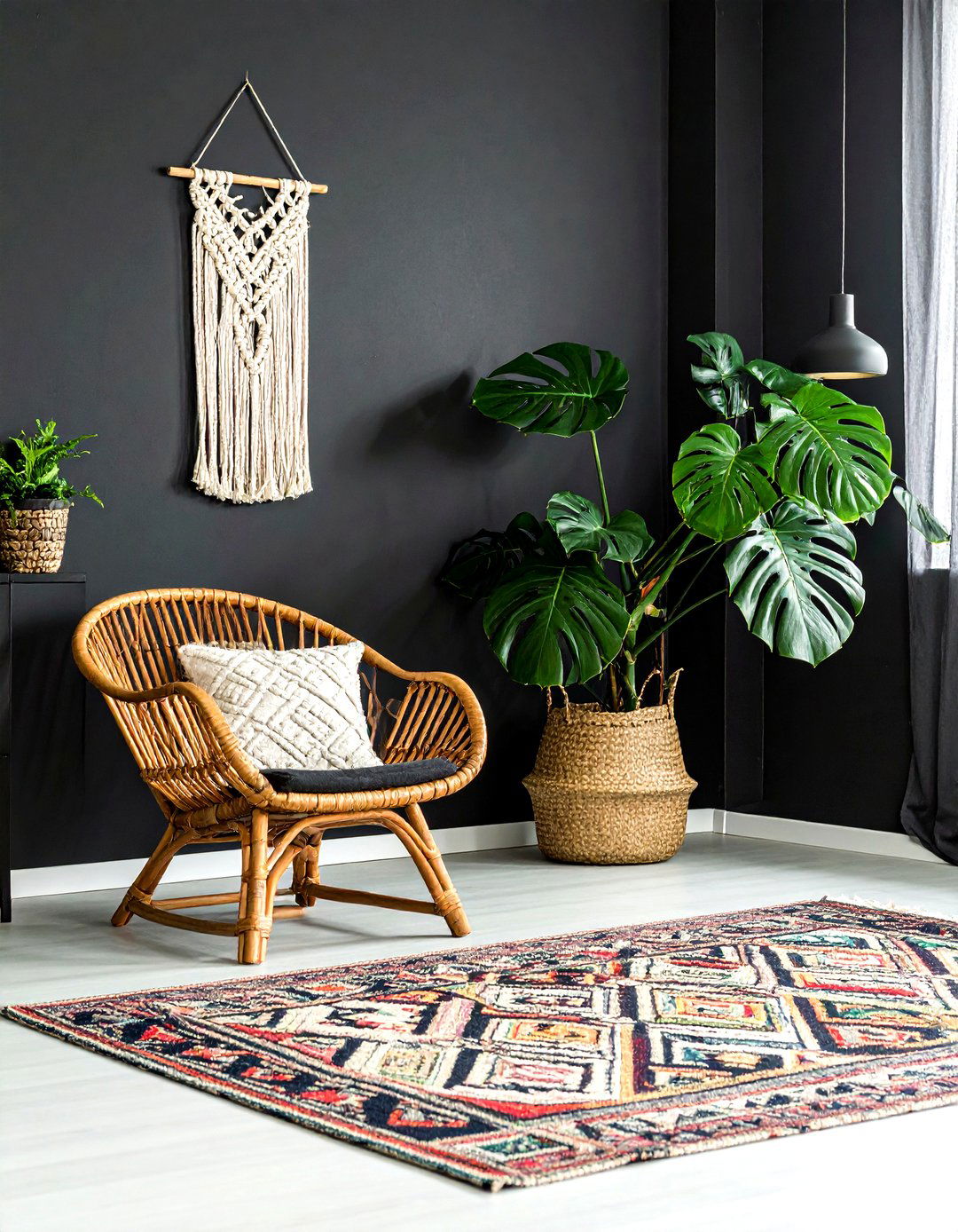 Boho Black Living Room - 30 living room black walls