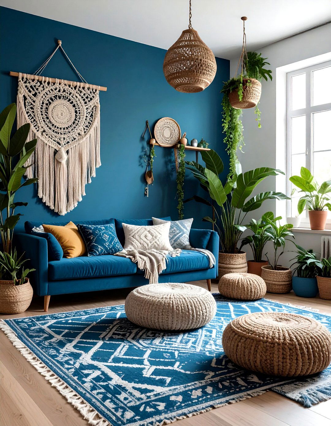 Boho Blue Living Room - 30 living room blue walls