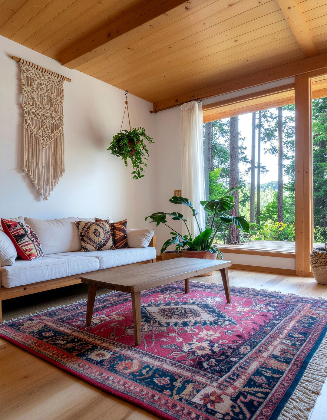 Boho Cabin - 30 cabin style living room ideas