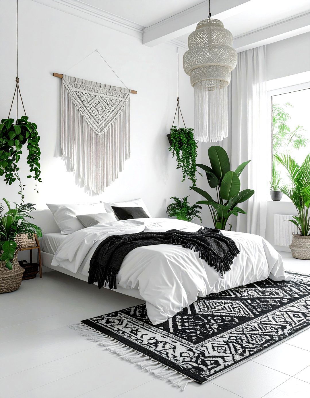 Boho Charcoal White Bedroom - 30 charcoal and white bedroom ideas