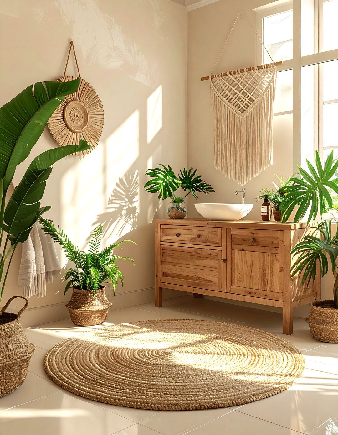 Boho Cream Bathroom - 30 cream bathroom decor ideas