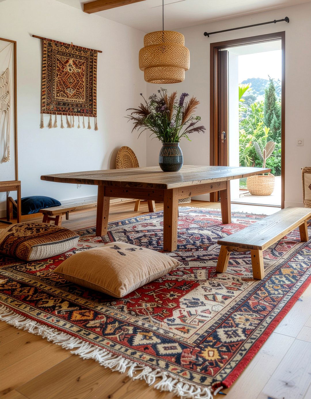 Boho Dining Rug - 30 Persian rug dining room ideas