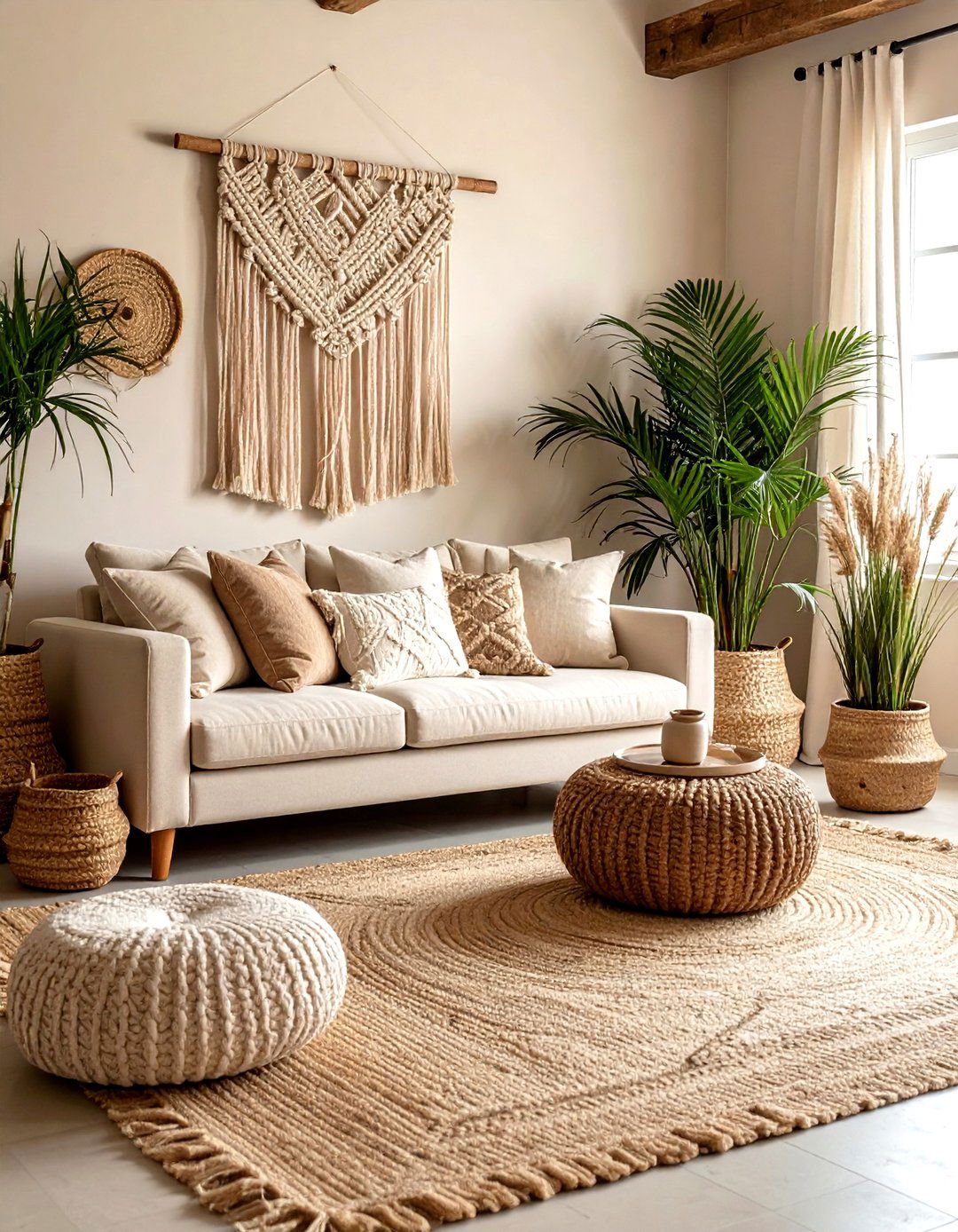 Boho Farmhouse Living Room - 30 farmhouse beige living room ideas