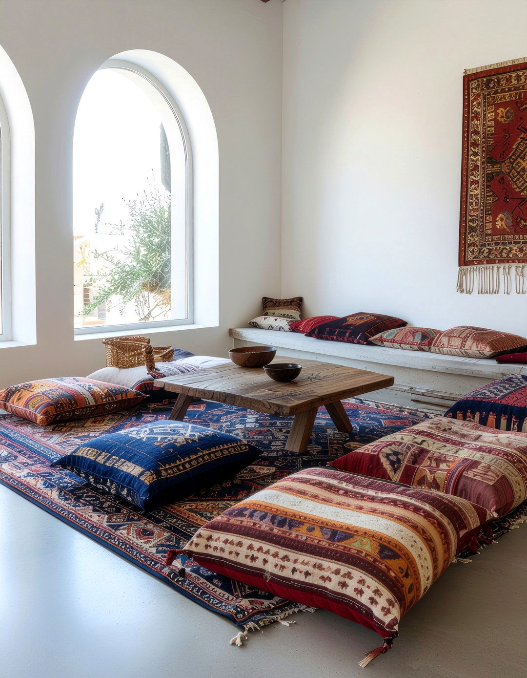 Boho Floor Cushion - 30 retreat living room ideas