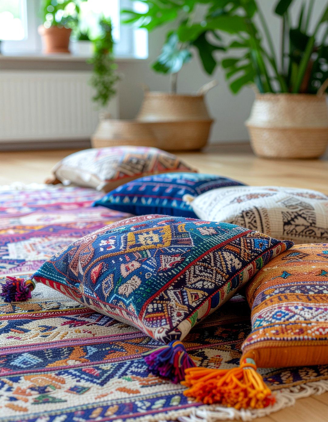 Boho Floor Pillows - 30 living room floor cushion ideas
