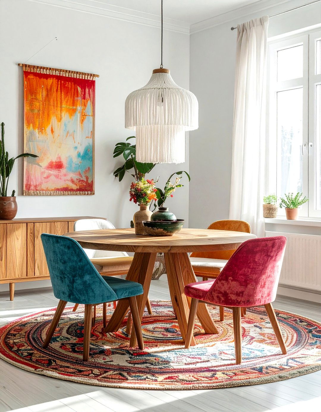 Boho Fringe Pendant - 30 single pendant dining room ideas