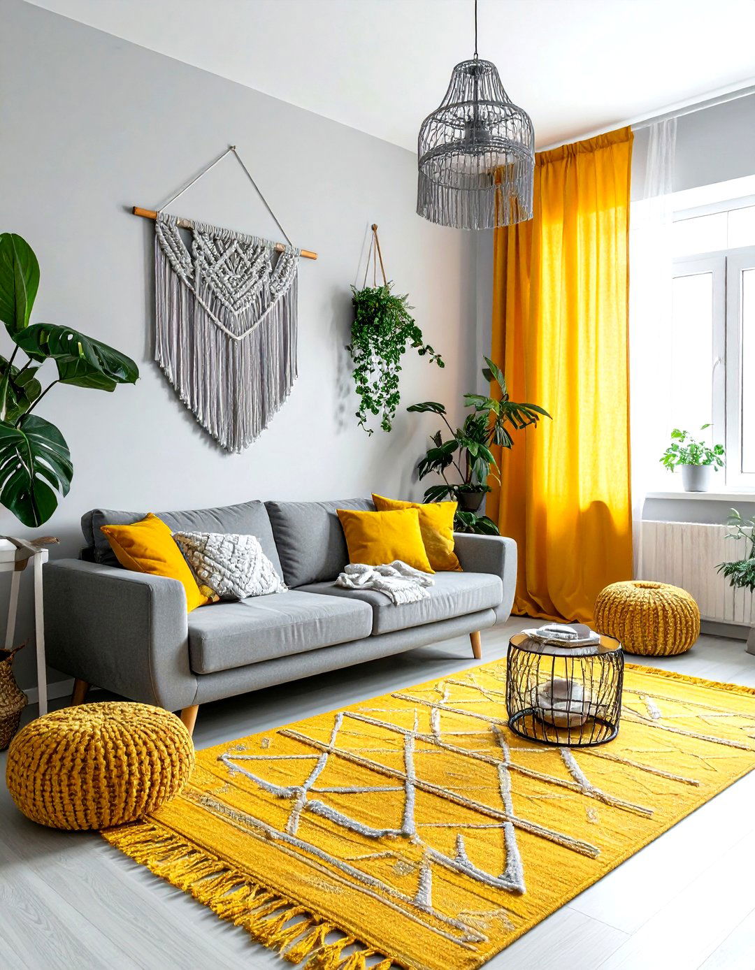Boho Gray And Yellow Living Room - 30 gray yellow living room ideas