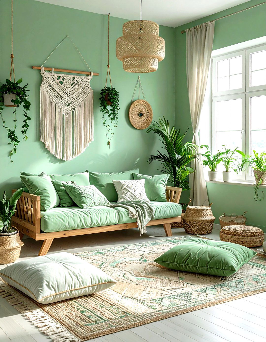 Boho Green Living Room - 30 modern green living room ideas