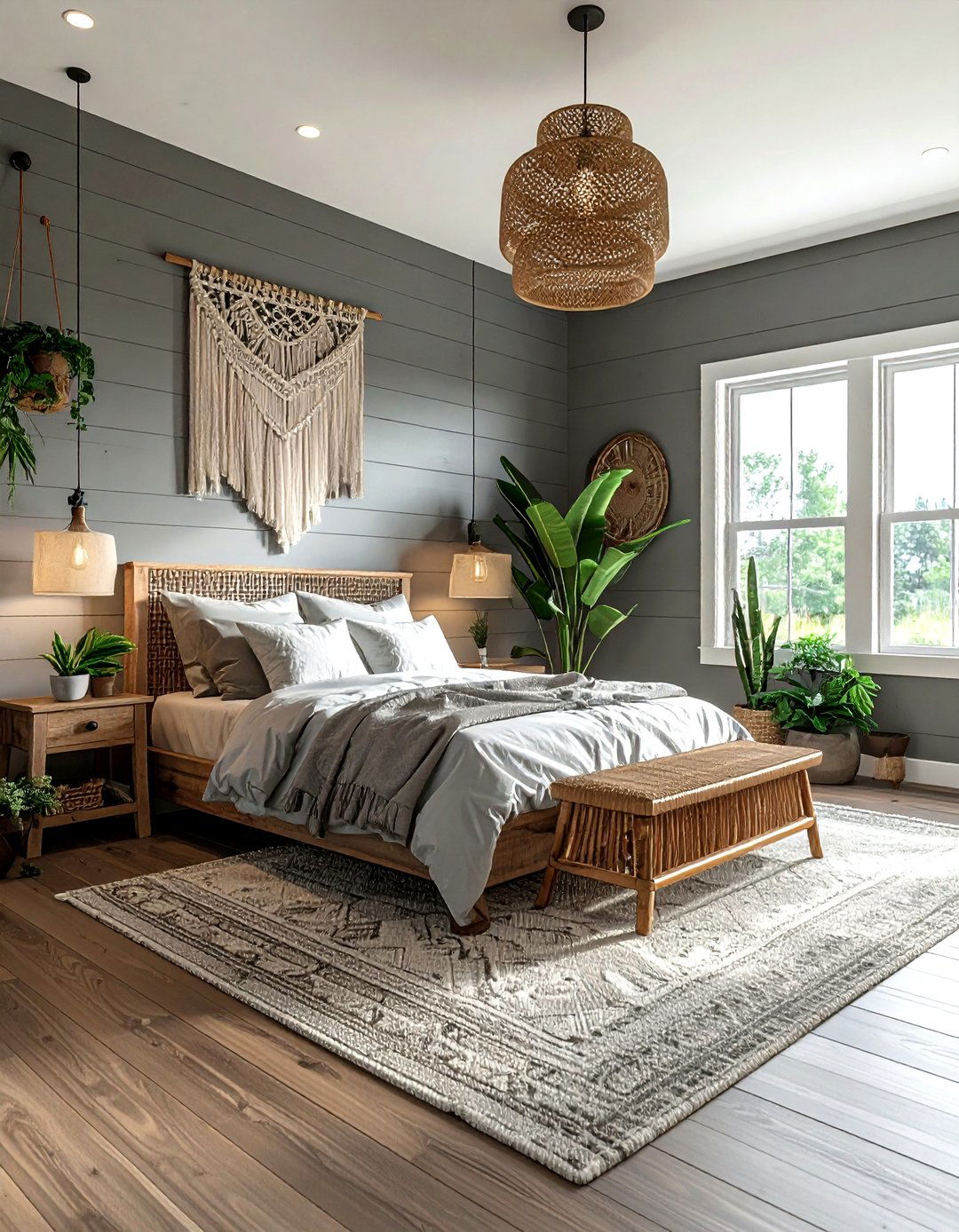 Boho Grey Farmhouse Bedroom - 30 farmhouse grey bedroom ideas