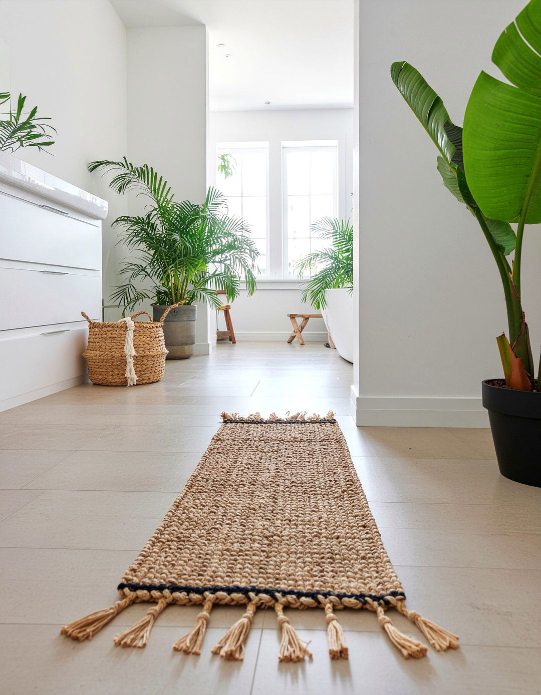Boho Jute Bathroom Runner - 30 bathroom runner rug ideas