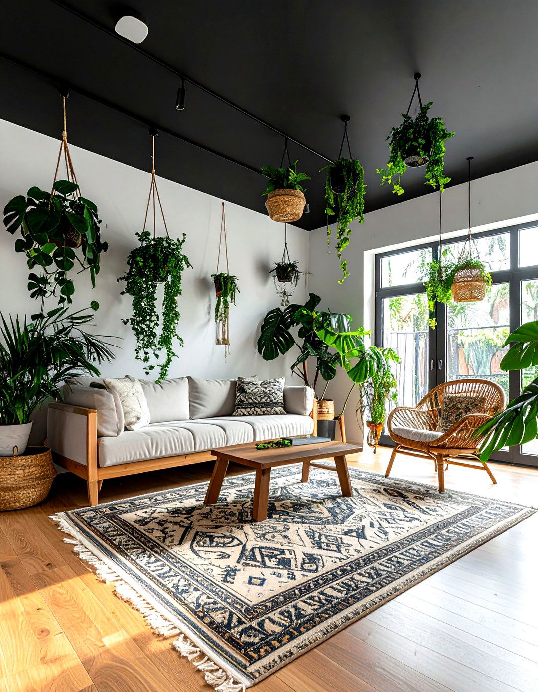 Boho Living Room Black Ceiling - 30 living room black ceiling ideas
