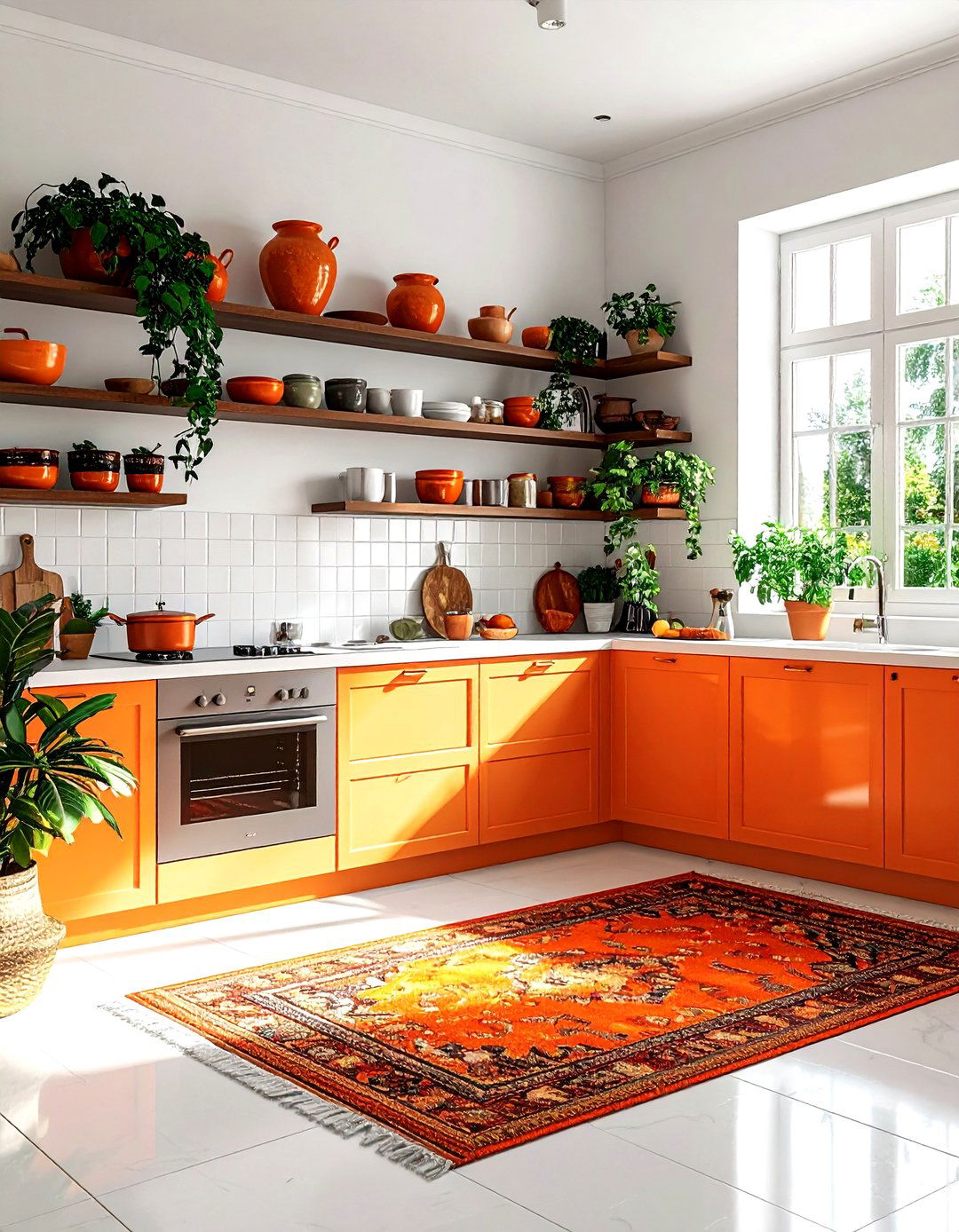 Boho Orange Kitchen - 30 orange and white kitchen ideas