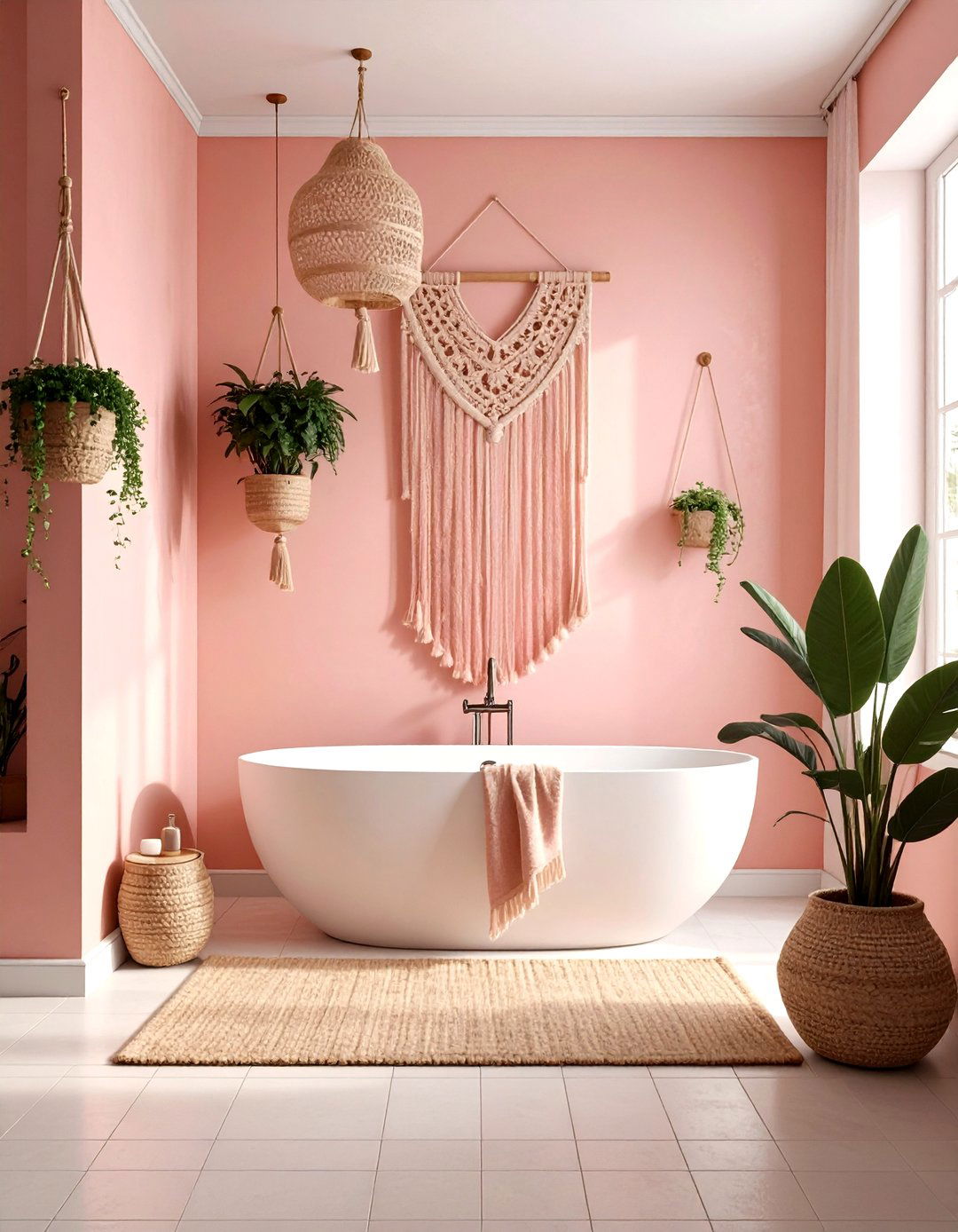 Boho Pink Bathroom - 30 blush pink bathroom ideas