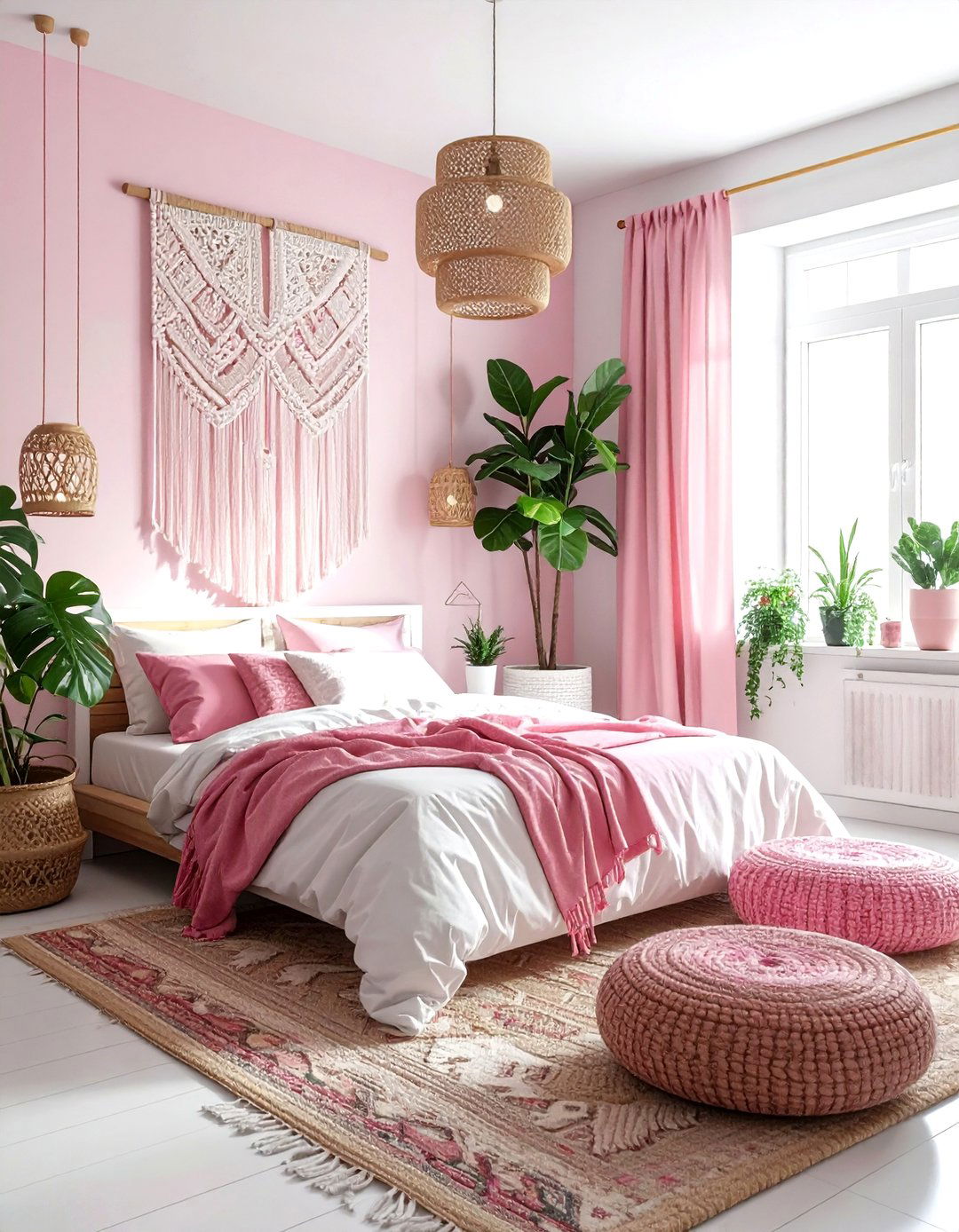 Boho Pink and White Bedroom - 30 pink and white bedroom ideas