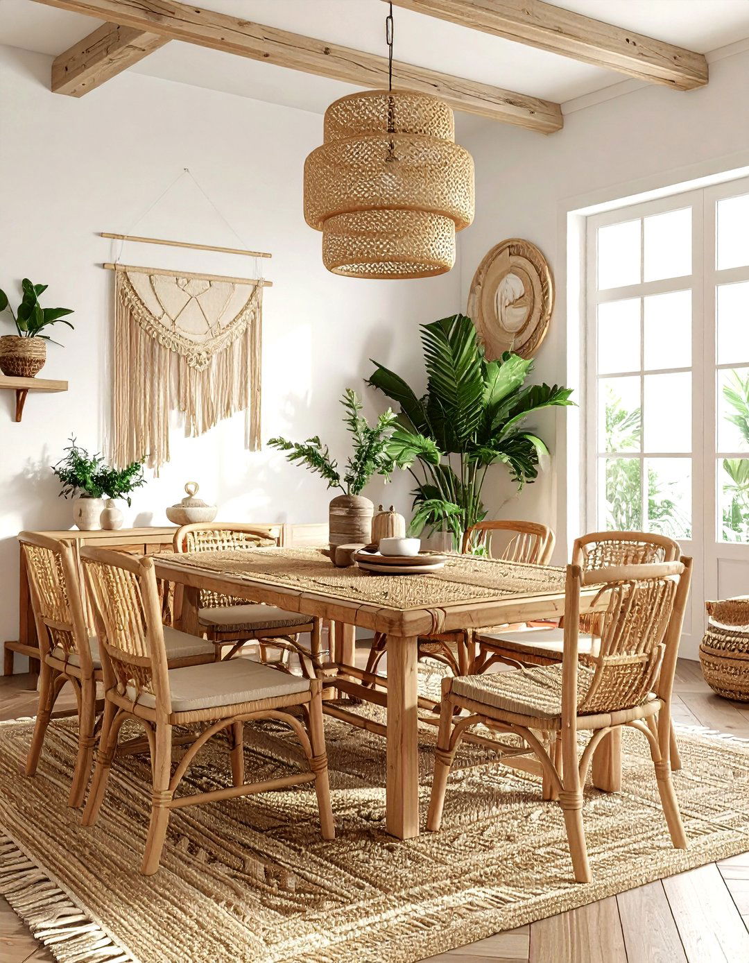 Boho Rattan Dining Room - 30 rattan dining room ideas