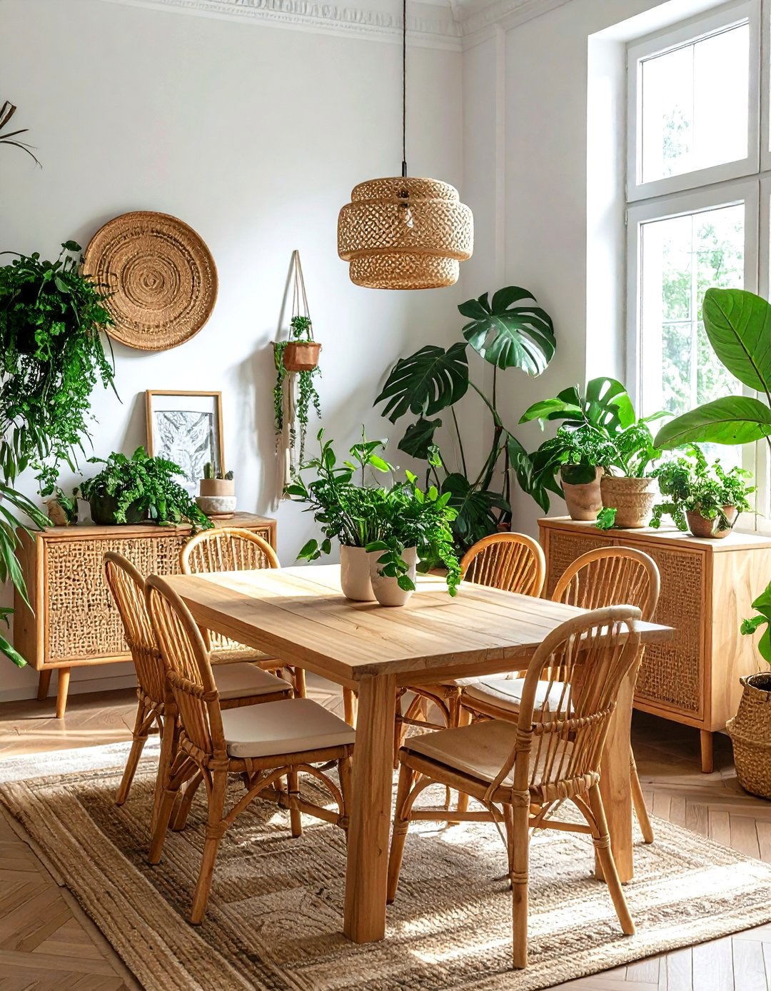 Boho Rattan Furniture - 30 preserved dining room ideas