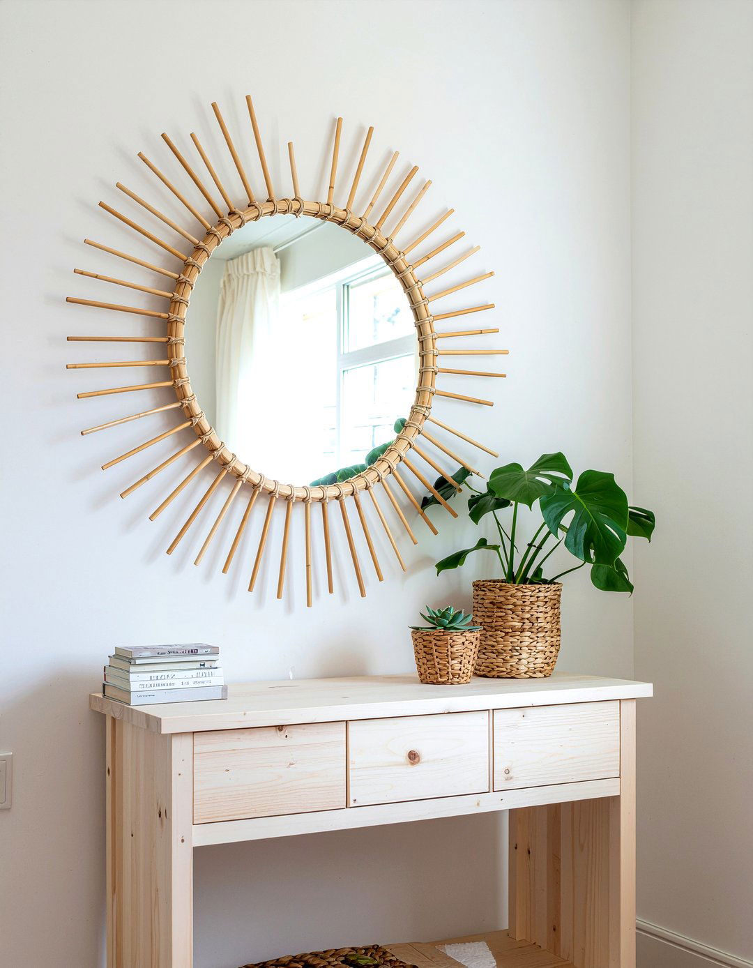 Boho Rattan Mirror - 30 handmade bedroom ideas
