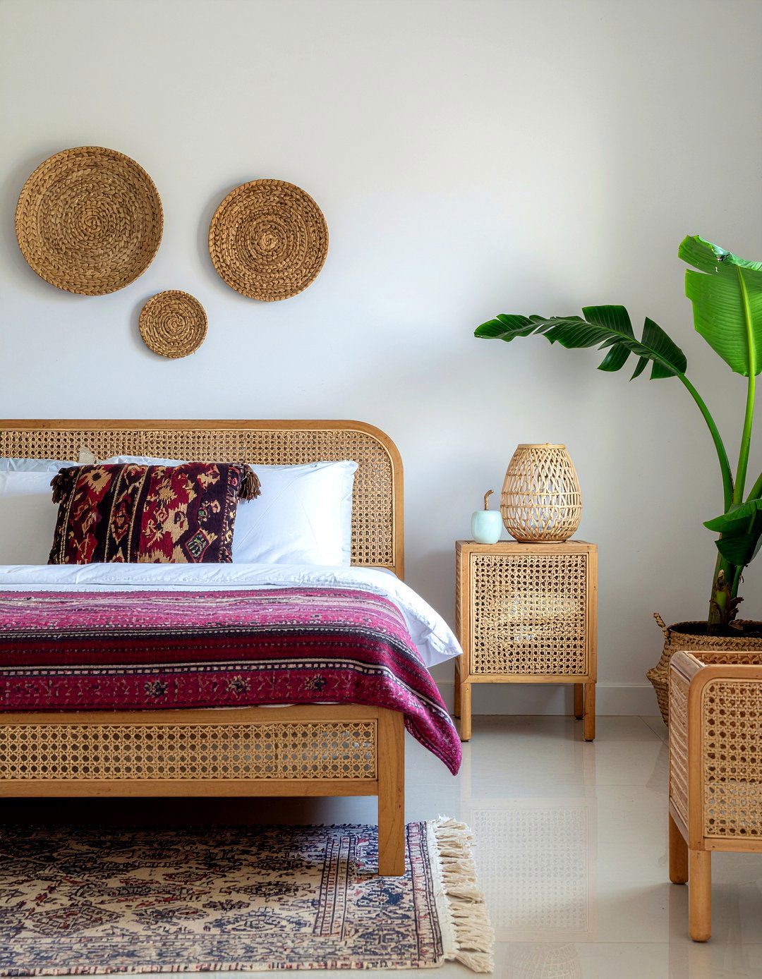 Boho Rattan Nightstand - 30 bedroom vintage nightstands