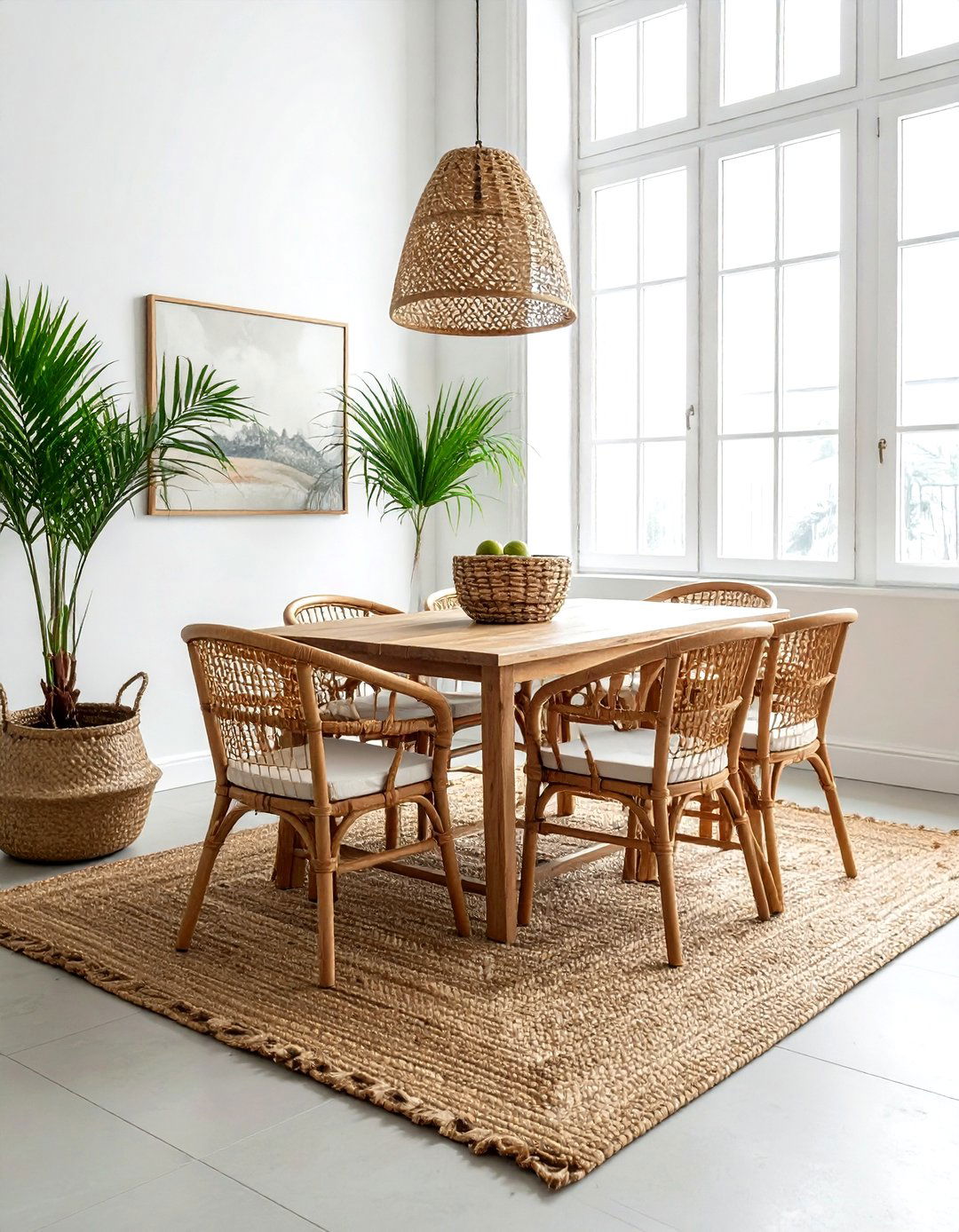 Boho Rattan Palm Space - 30 dining room palm ideas