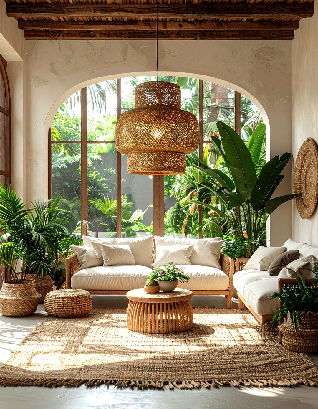Boho Rattan Pendant Light - 30 living room chandelier ideas