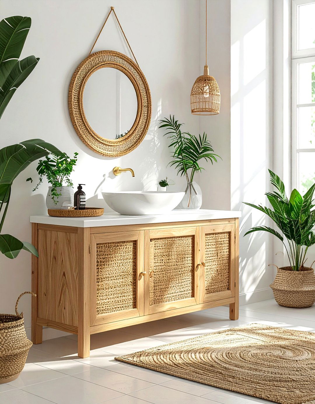 Boho Rattan Vanity - 30 single vanity ideas