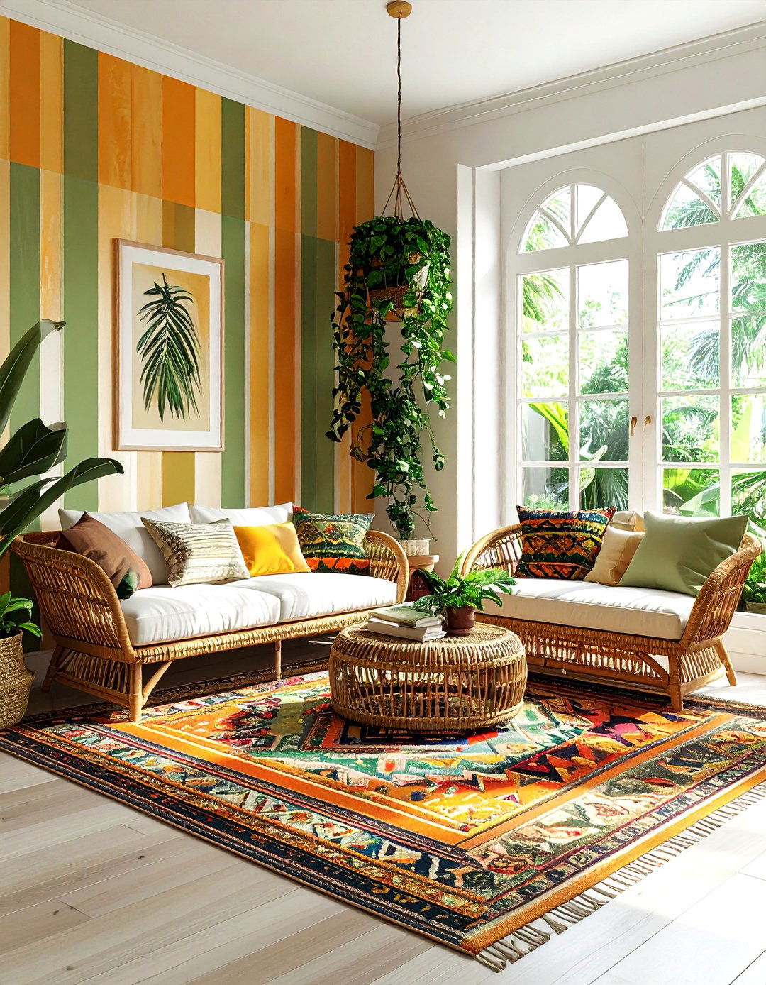 Boho Striped Wallpaper - 30 striped wallpaper ideas