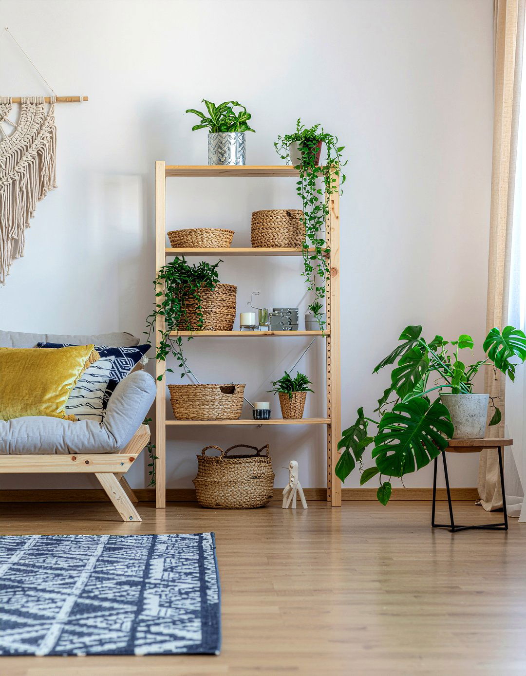 Boho Style Bookshelf Partition - 30 living room bookshelf dividers