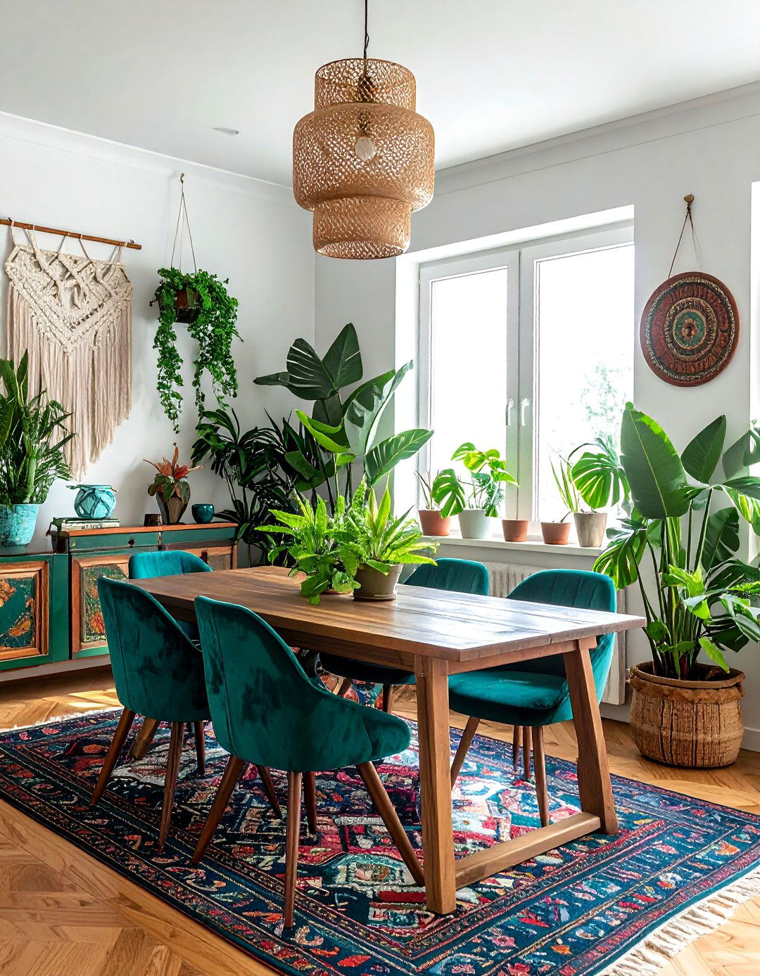 Boho Teal Dining Room - 30 cool teal dining room ideas