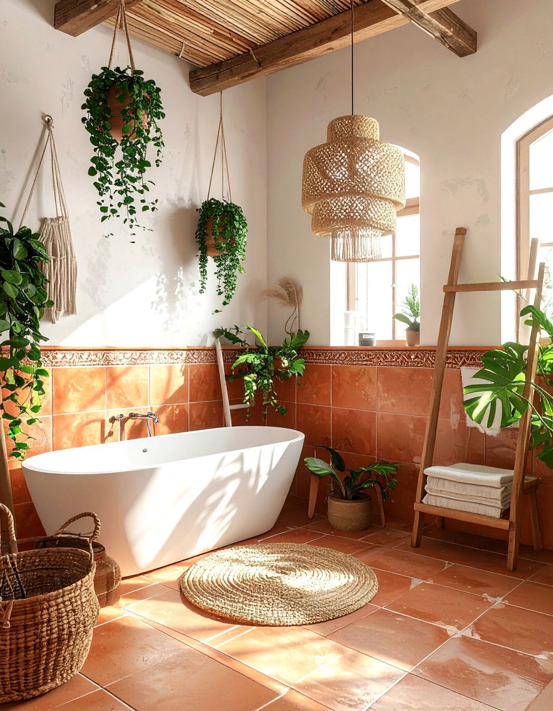 Boho Terracotta Bathroom - 30 terracotta bathroom ideas