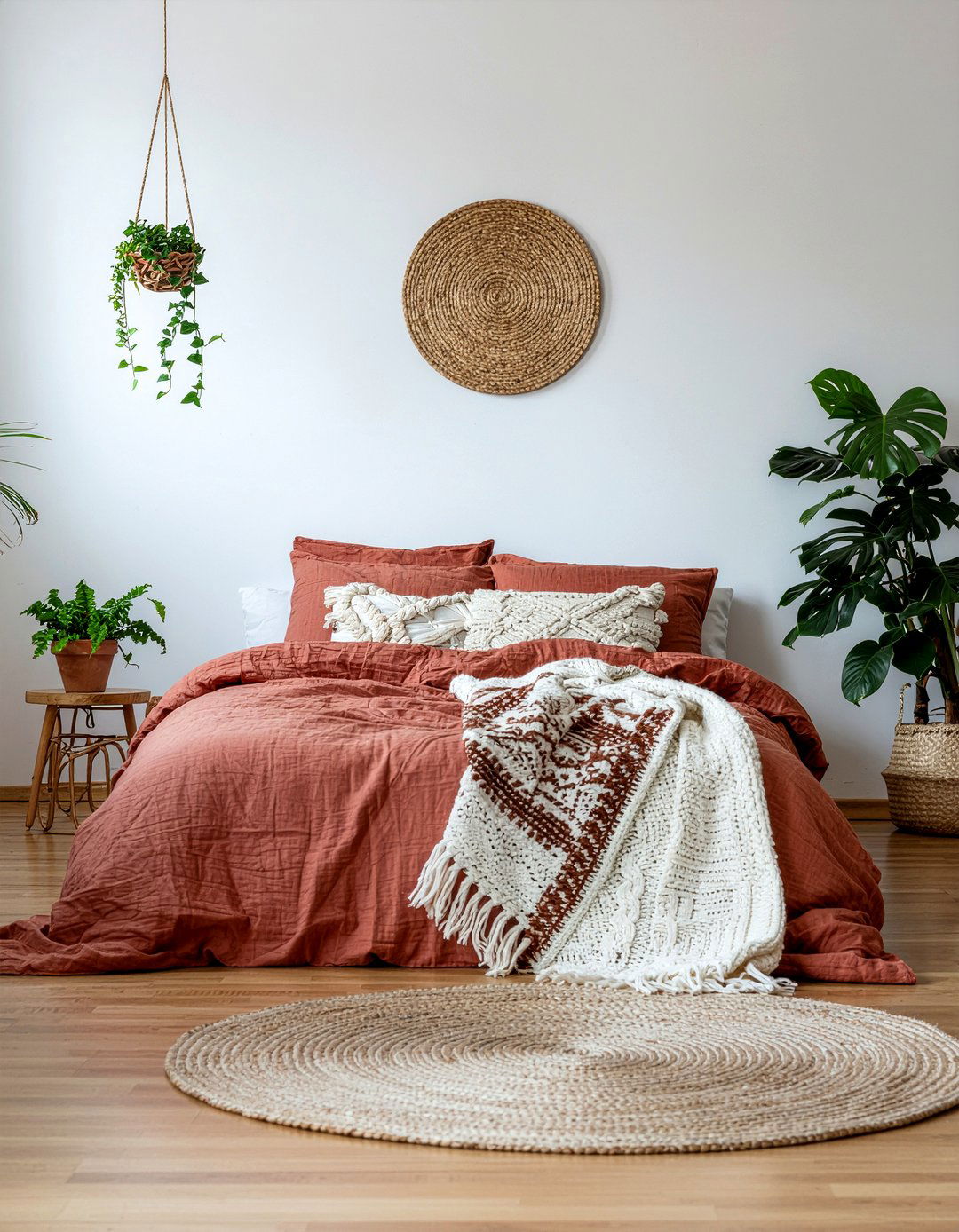 Boho Terracotta Bedding - 30 terracotta bedroom ideas