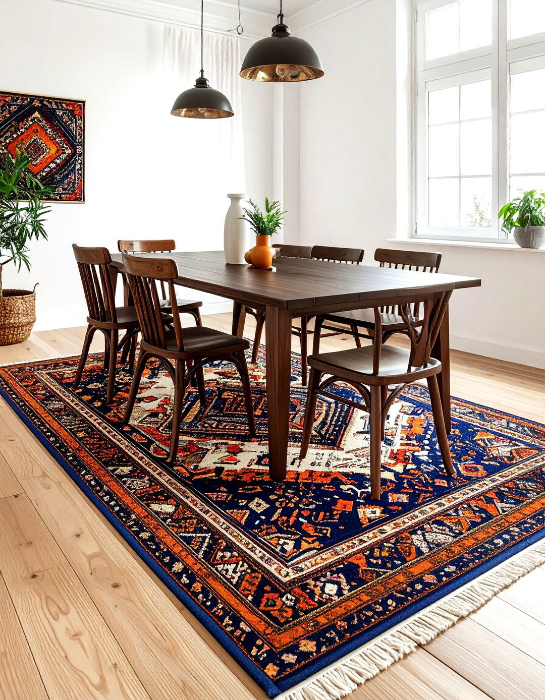 Boho Tribal Rug - 30 indoor outdoor rug dining room ideas