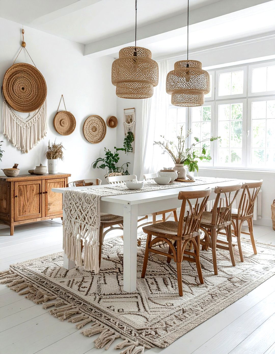 Boho White Dining Room - 30 white dining room decor ideas