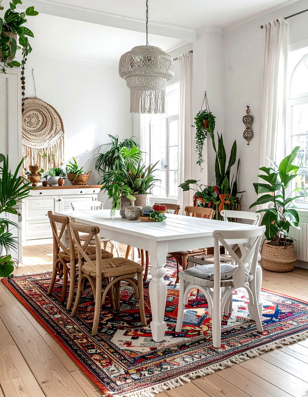 Boho White Dining Table - 30 white dining table ideas