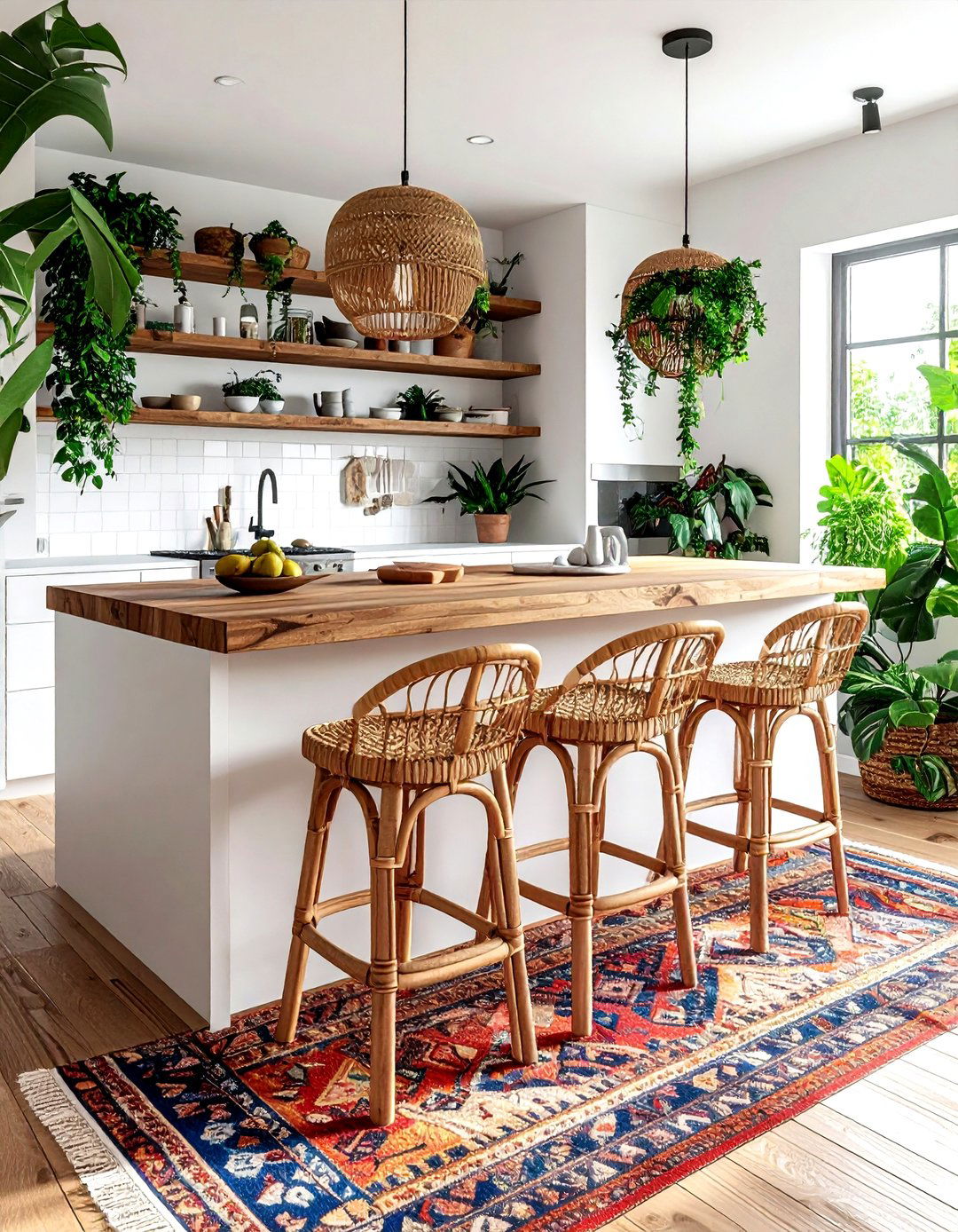 Boho Wicker Counter Stool - 30 counter stool kitchen ideas