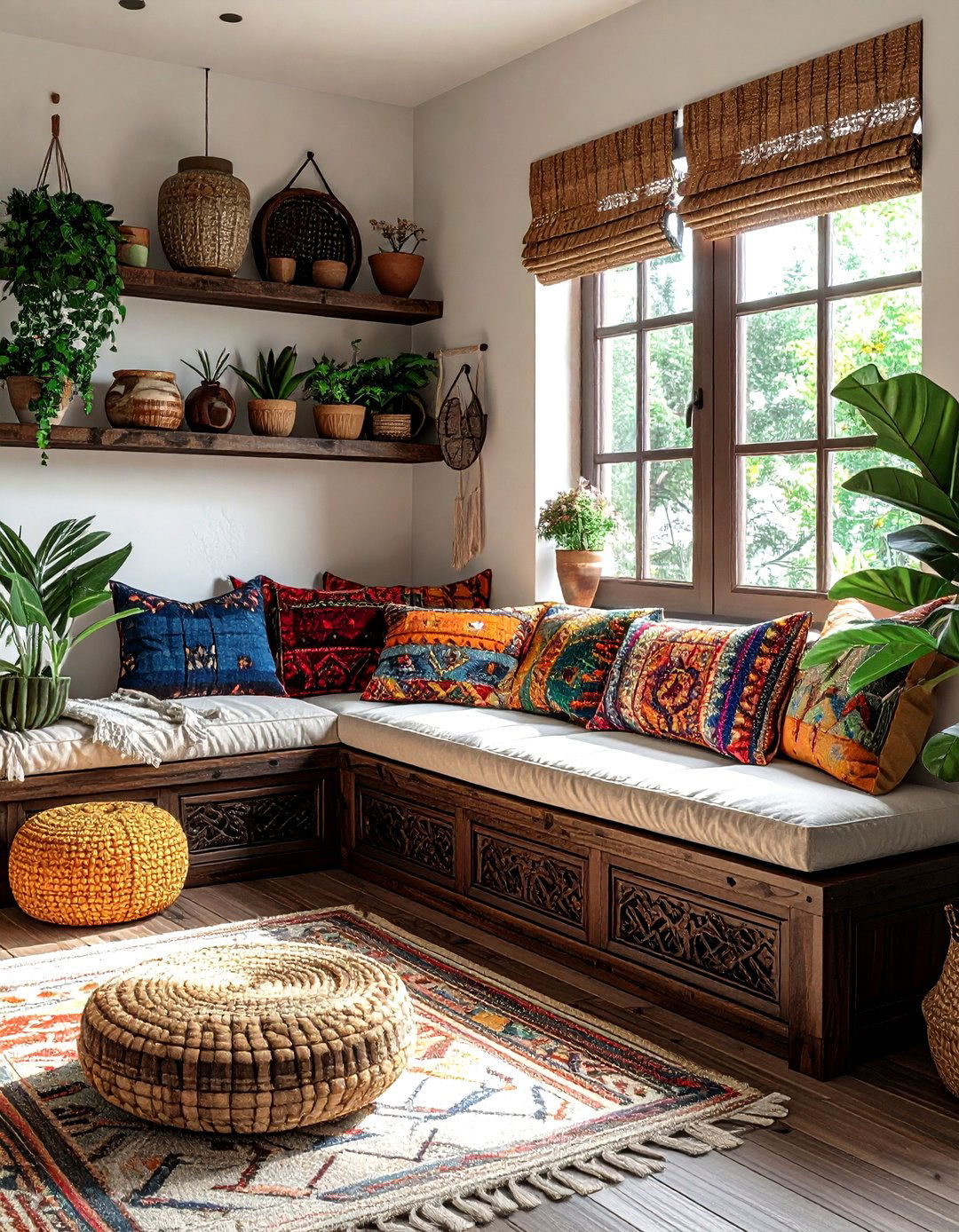 Boho Window Seat Storage - 30 living room window seat storage