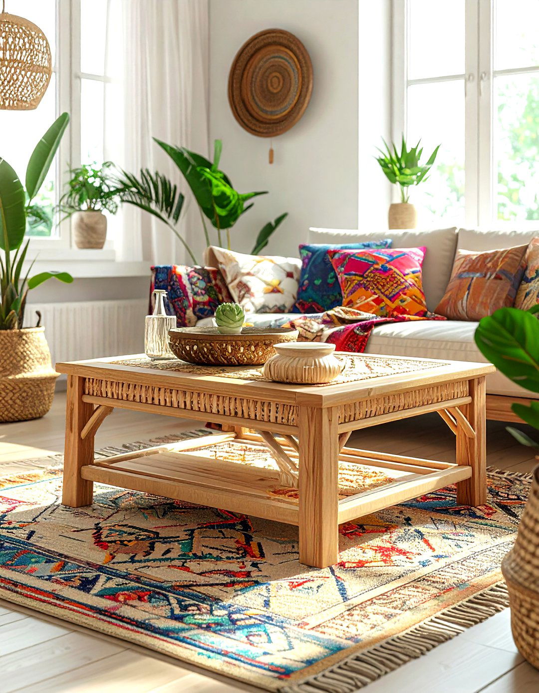 Boho Wood Coffee Table - 30 living room wood coffee tables