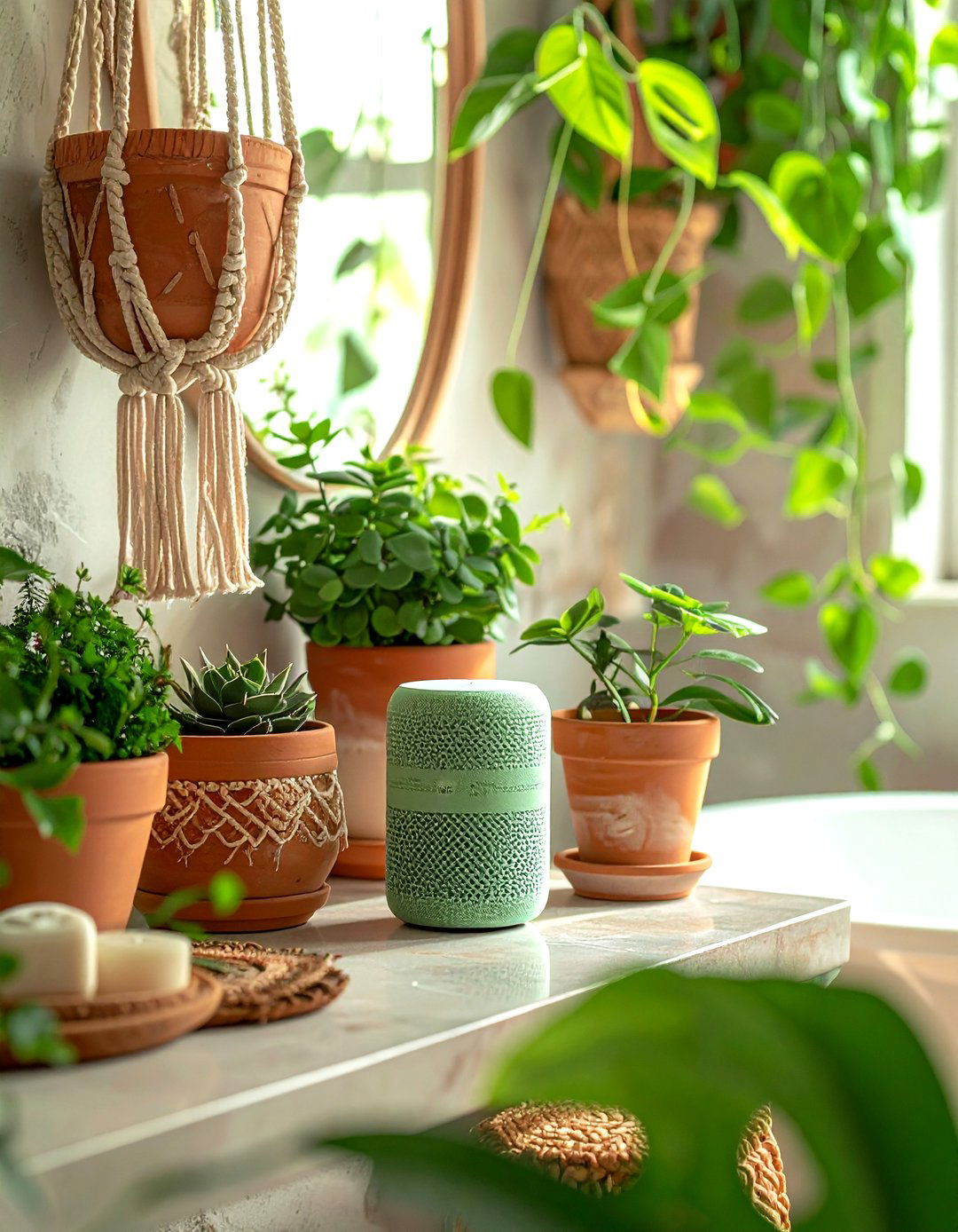 Boho bathroom speaker - 30 waterproof speaker bathroom ideas