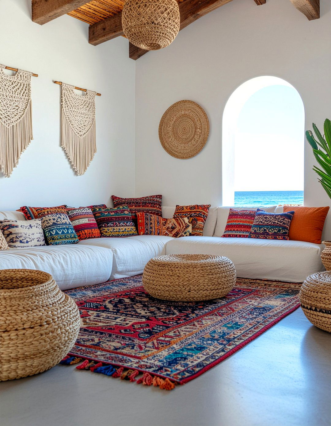Boho beach living room - 30 ocean themed living room ideas