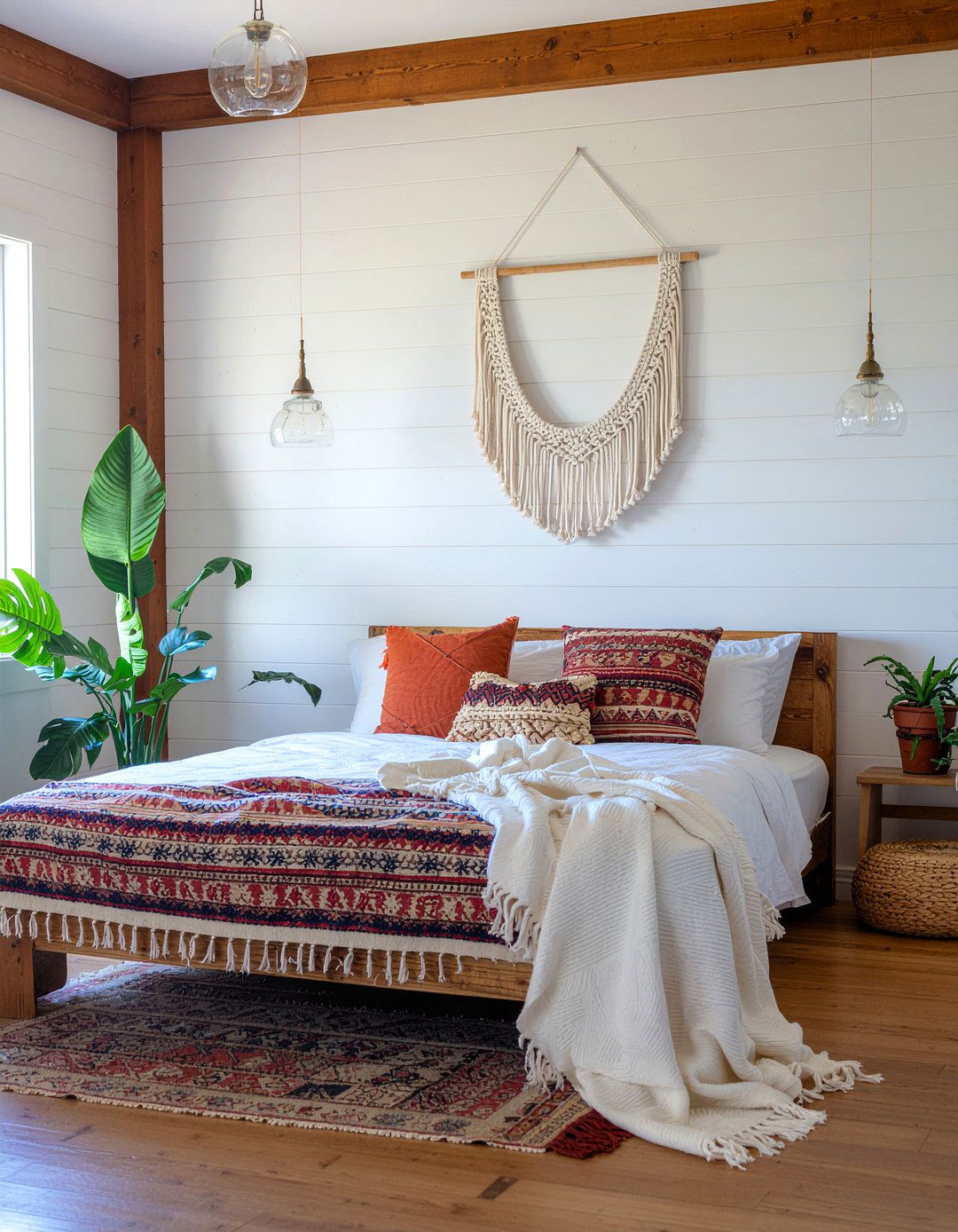 Boho bedroom shiplap wall - 30 bedroom shiplap walls