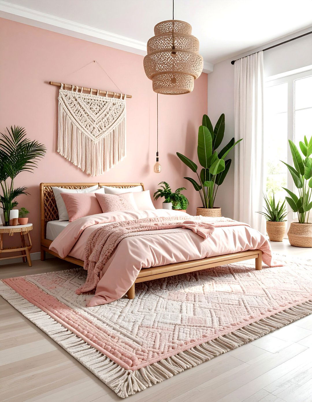 Boho blush bedroom - 30 blush and white bedroom ideas