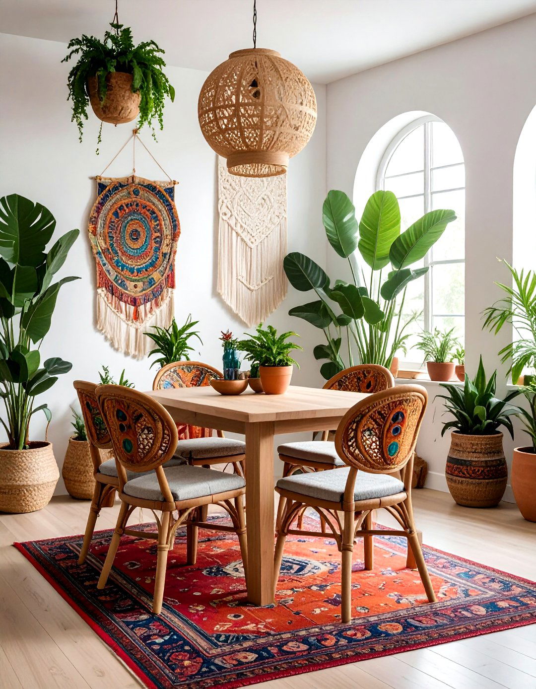 Boho chic dining room - 30 dining room before and after ideas