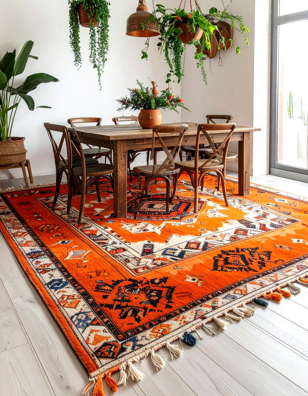 Boho dining room vintage rug - 30 vintage rug dining room ideas